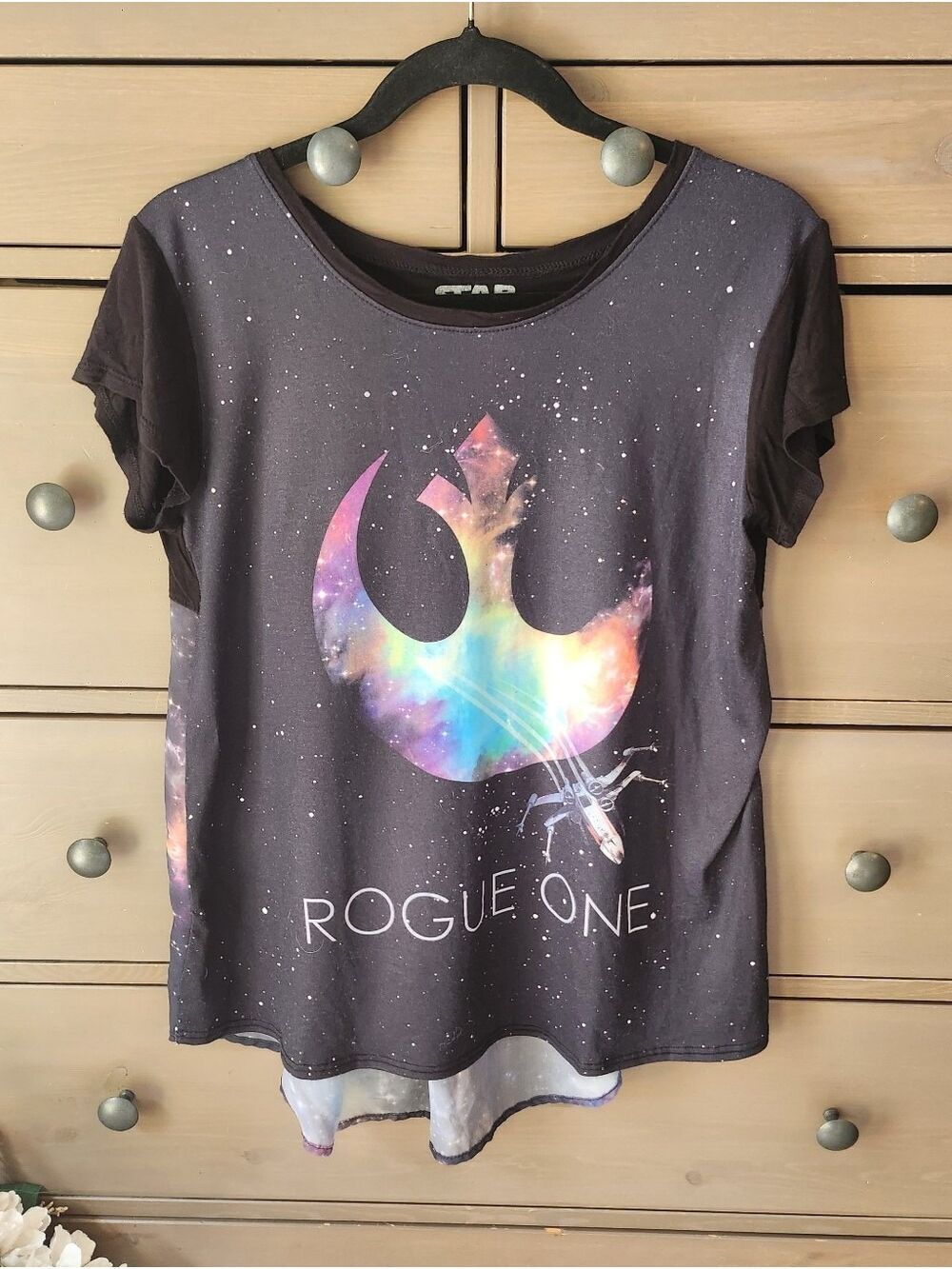 Star Wars Rogue One Graphic flowy top size Small with a colorful galaxy